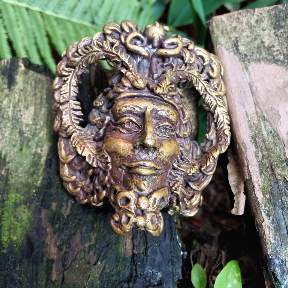 1960's handcast metal face belt buckle